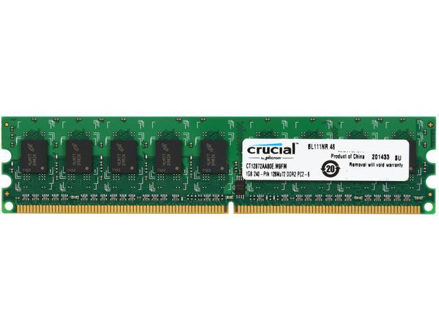 Crucial 1GB 240-Pin DDR2 SDRAM ECC Unbuffered DDR2 800 (PC2 6400) Server Memory Model CT12872AA80E