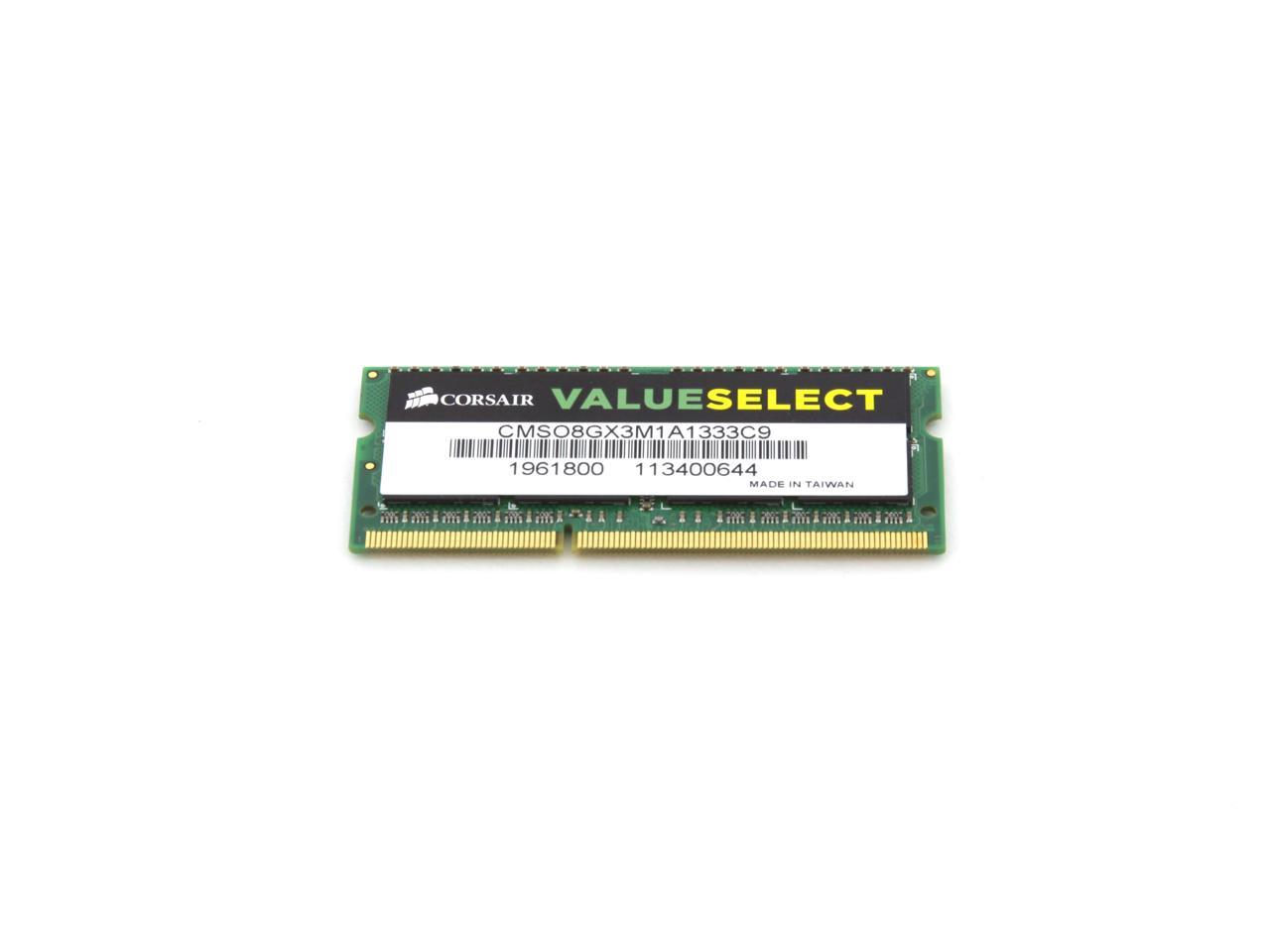 CORSAIR ValueSelect 8GB 204-Pin DDR3 SO-DIMM DDR3 1333 (PC3 10600) Laptop Memory Model CMSO8GX3M1A1333C9