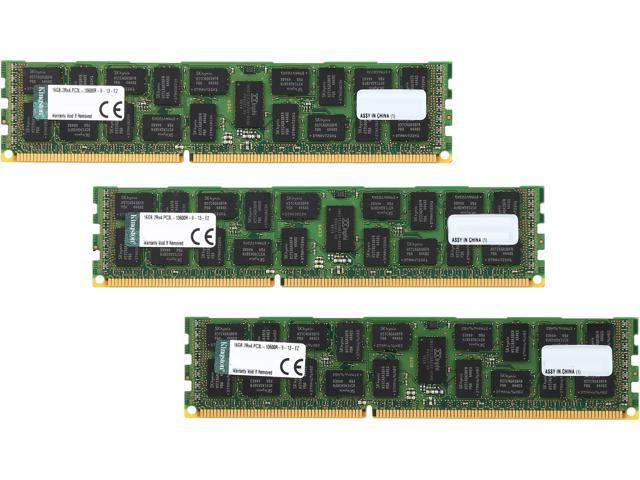 Kingston 48GB (3 x 16GB) 240-Pin DDR3 SDRAM ECC Registered DDR3 1333 Server Memory DR x4 1.35V Model KVR13LR9D4K3/48
