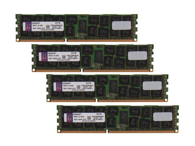 Kingston 64GB (4 x 16GB) 240-Pin DDR3 SDRAM ECC Registered DDR3 1333 Server Memory DR x4 1.35V Model KVR13LR9D4K4/64