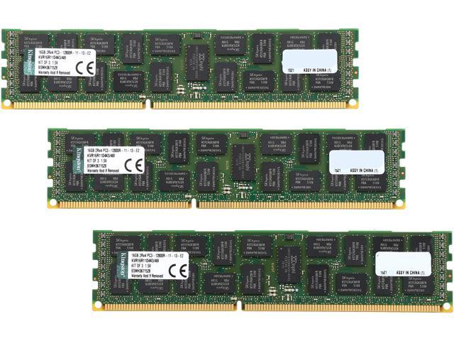 Kingston ValueRAM 48GB (3 x 16GB) 240-Pin DDR3 SDRAM ECC Registered DDR3 1600 Server Memory (Intel Validated) Model KVR16R11D4K3/48I