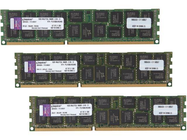 Kingston 48GB (3 x 16GB) 240-Pin DDR3 SDRAM ECC Registered DDR3 1333 (PC3 10600) Server Memory Model KTH-PL313Q8LVK3/48G
