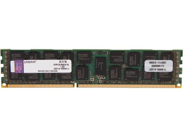 Kingston 16GB 240-Pin DDR3 SDRAM ECC Registered DDR3 1333 (PC3 10600) Server Memory Model KVR13LR9D4/16