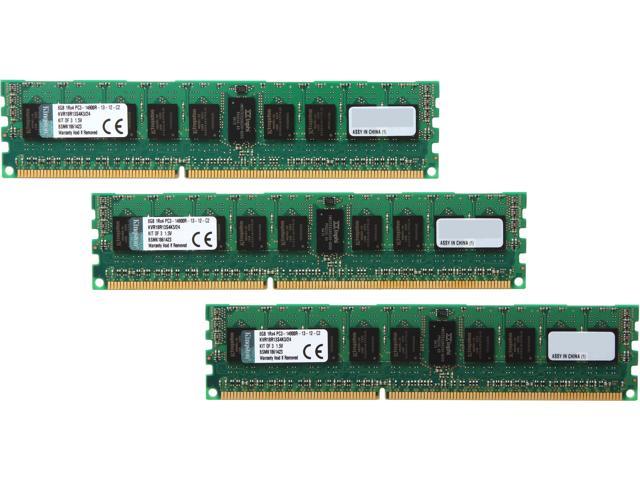 Kingston 24GB (3 x 8GB) 240-Pin DDR3 SDRAM ECC Registered DDR3 1866 Server Memory Model KVR18R13S4K3/24