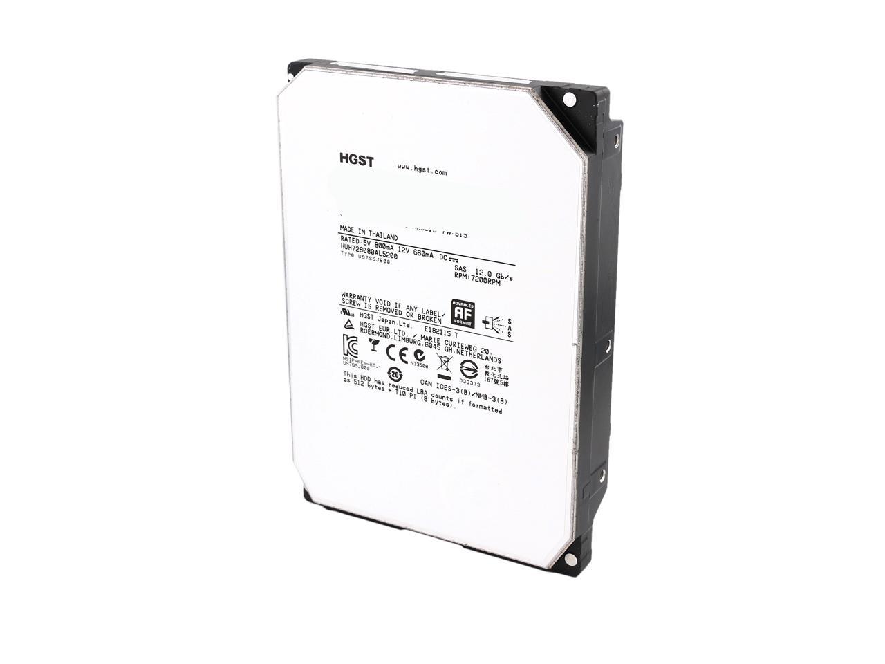 HGST Ultrastar He8 HUH728080AL5200 (0F23268) 8TB 7200 RPM 128MB Cache SAS 12Gb/s 3.5" Helium Platform Enterprise Hard Drive Bare Drive