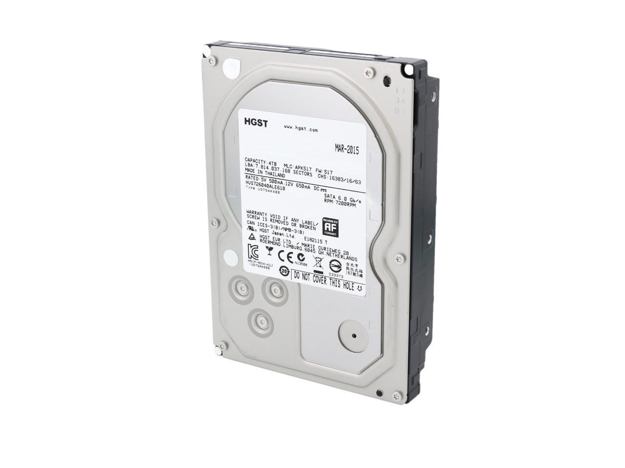 HGST Ultrastar 7K6000 HUS726040ALE610 (0F23005) 4TB 7200 RPM 128MB Cache SATA 6.0Gb/s 3.5" Enterprise Hard Drive Bare Drive