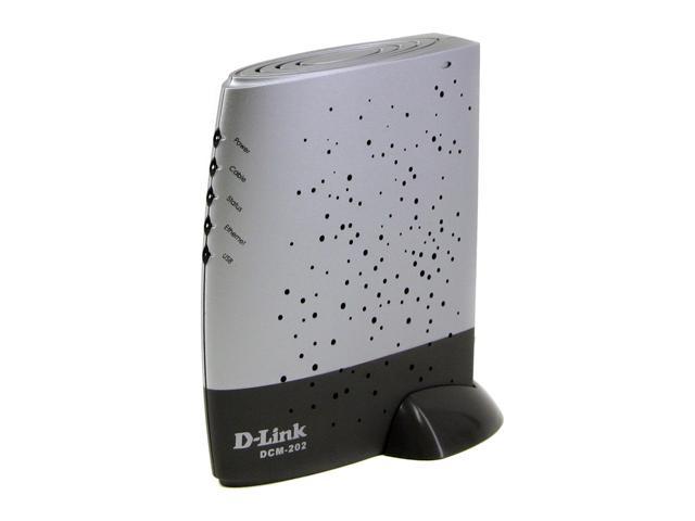 D-Link DCM-202 Broadband Cable Modem 43Mbps Downstream,10Mbps Upstream 1 x 10/100 Fast Ethernet Port (Auto MDI/MDI-x)  1 x USB Port  1 x CATV-Coaxial Female Connector DOCSIS 2.0 Certified  DOCSIS 1.1 Compatible  DOCSIS 1.0 Compatible  IEEE