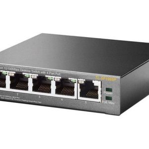 TP-Link 5 Port Fast Ethernet 10/100Mbps PoE Switch | 4 PoE Ports @58W | Desktop | Plug & Play | Sturdy Metal w/ Shielded Ports | Fanless | Limited Lifetime Protection | Unmanaged (TL-SF1005P)