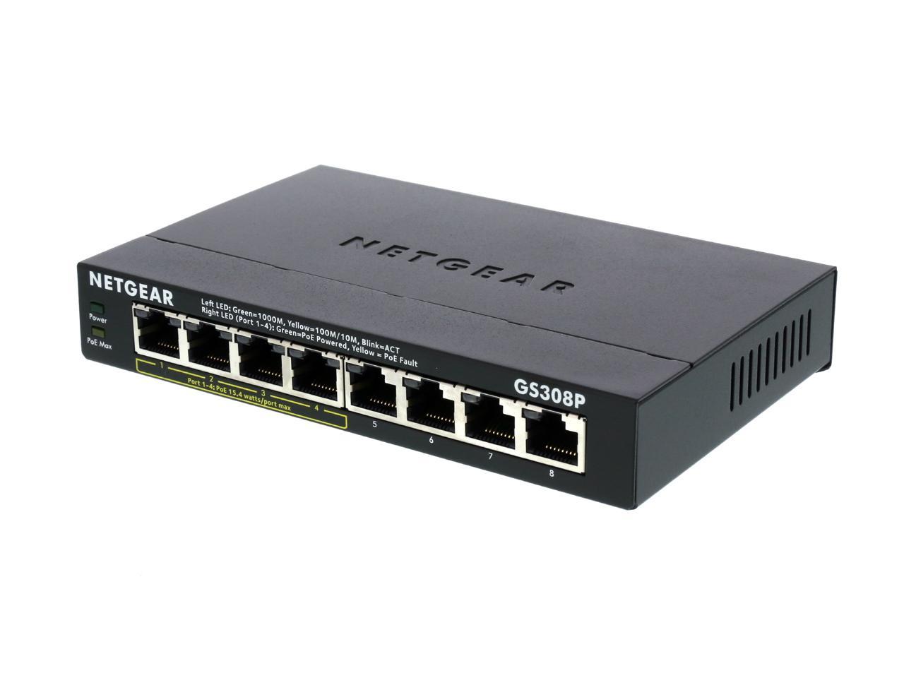 NETGEAR 8-Port Gigabit Ethernet Unmanaged Switch, 4xPoE (GS308P)