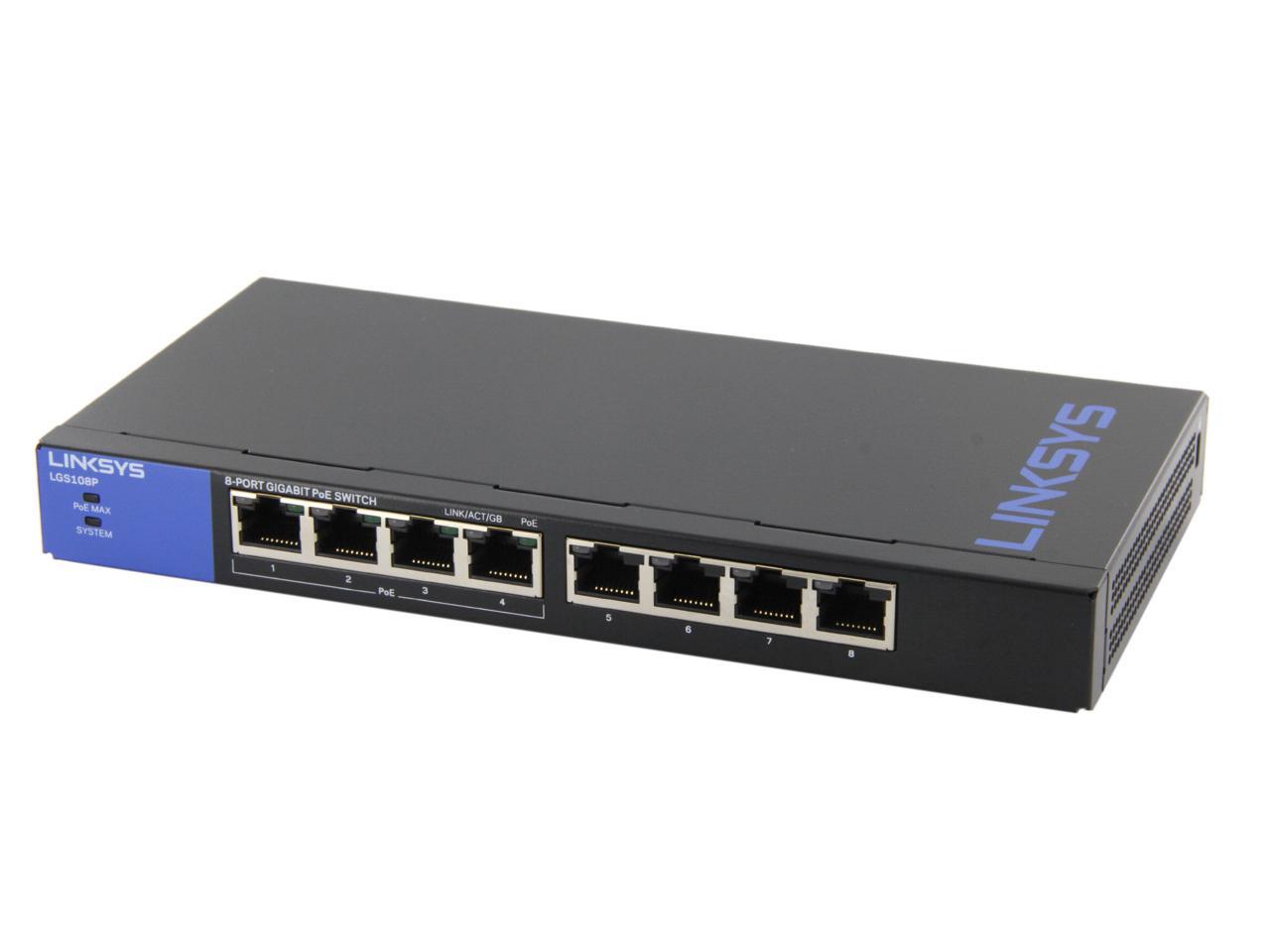 LINKSYS LGS108P 8-Port Business Desktop Gigabit with 4 PoE+ ports  Switch
