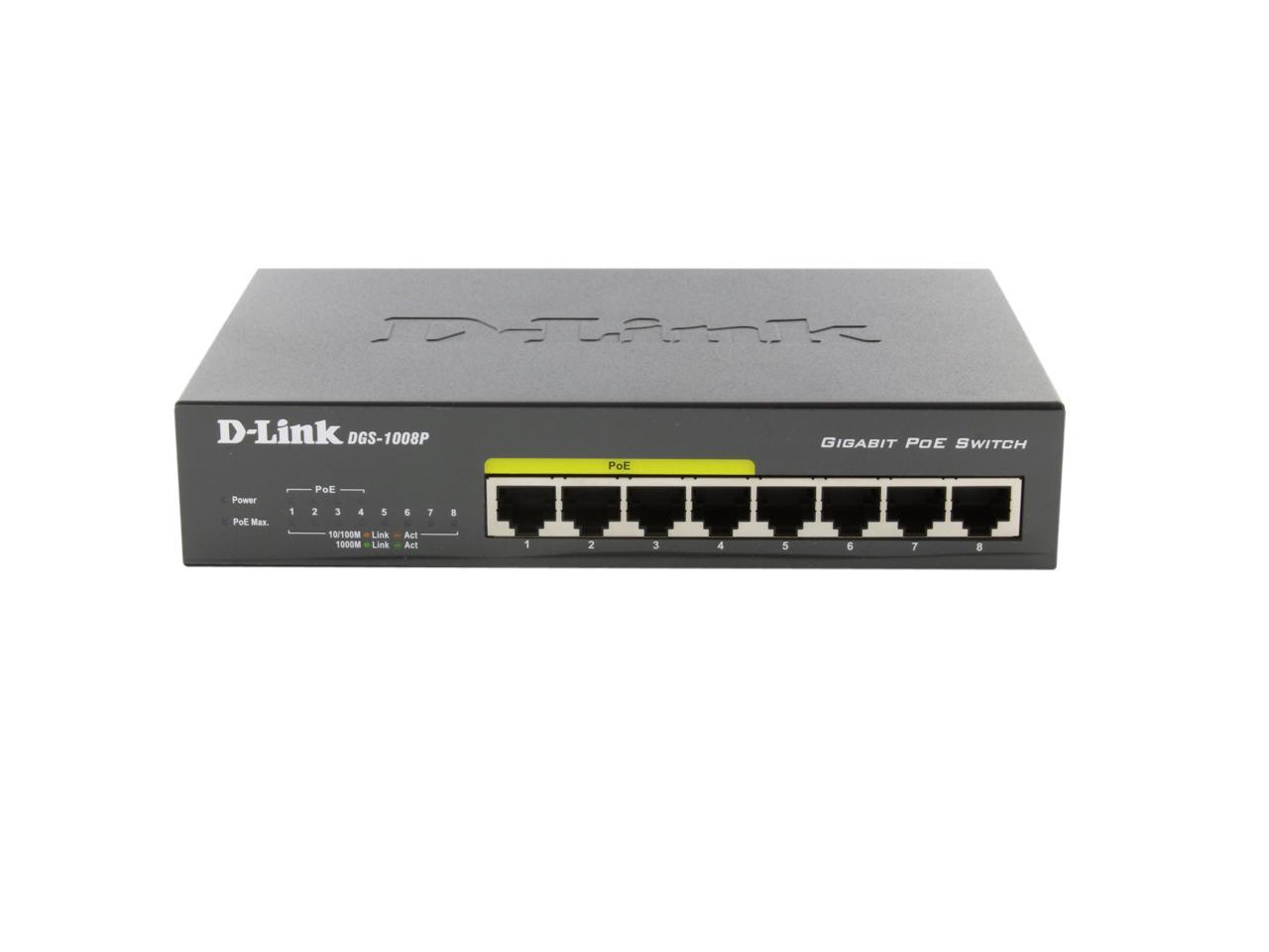 D-Link DGS-1008P Switches  4 to 10 Ports 8-port Gigabit Ethernet POE Switch