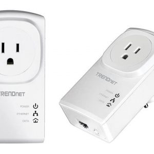 TRENDnet TPL-407E2K Powerline AV500 Nano Adapter Kit with Built-In Outlet, Up to 500Mbps