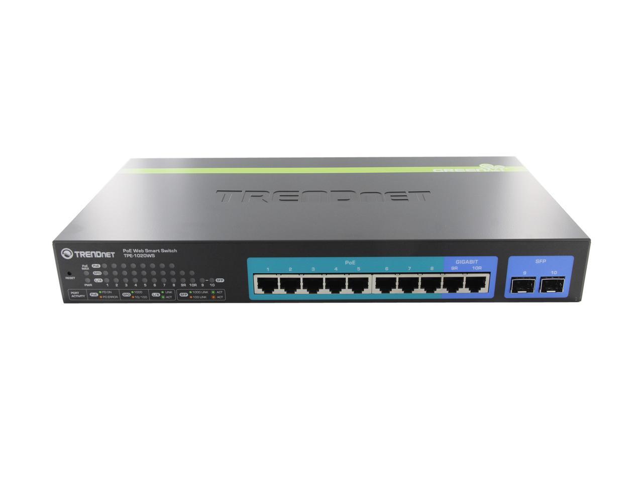 TRENDnet TPE-1020WS 10-Port Gigabit Web Smart PoE+ Switch. Limited Life Time Warranty