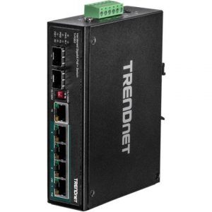 TRENDnet TI-PG62 6-Port Hardened Industrial Gigabit PoE+ DIN-Rail Switch Limited Lifetime Warranty