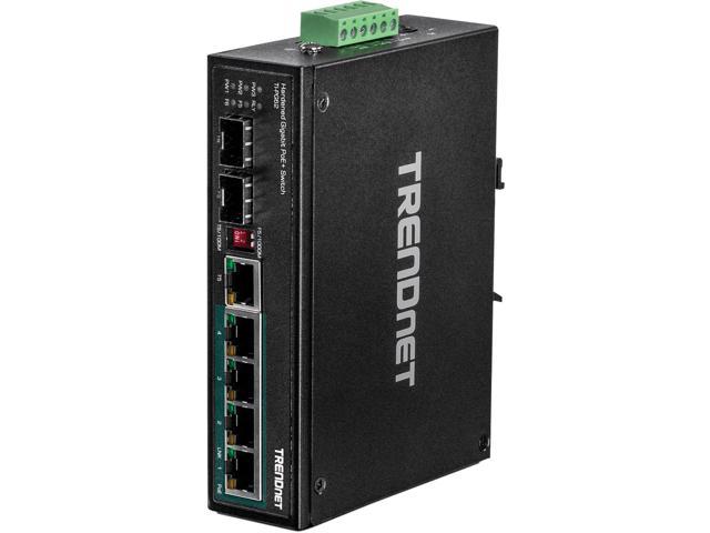 TRENDnet TI-PG62 6-Port Hardened Industrial Gigabit PoE+ DIN-Rail Switch Limited Lifetime Warranty