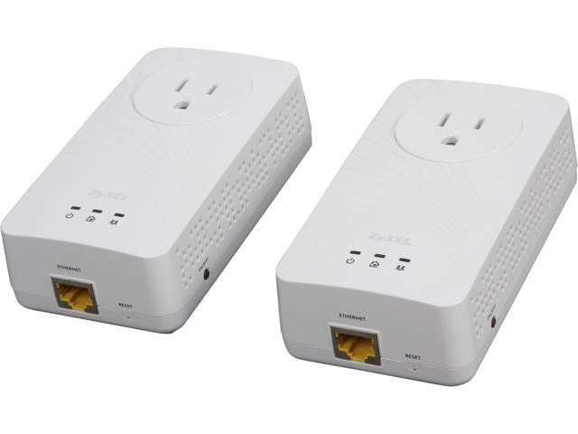 ZyXEL 600 Mbps Powerline AV2 AV600 Gigabit Pass-Thru Adapter, Starter Kit - 2 Units (PLA5215KIT), up to 600Mbps