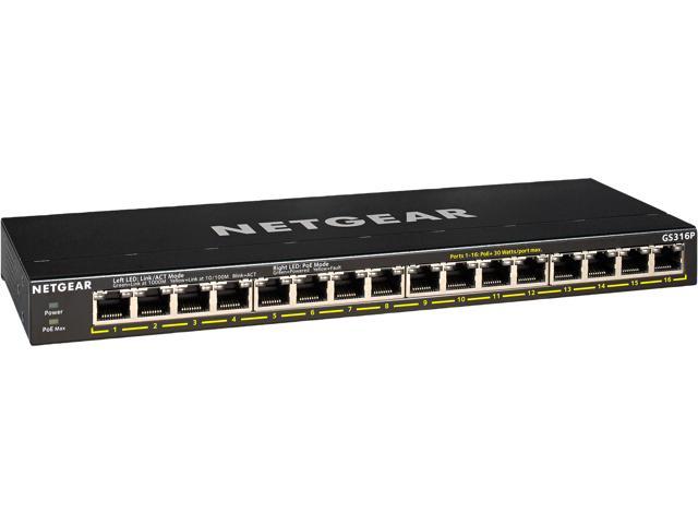 NETGEAR 16-Port Gigabit Ethernet Unmanaged PoE+ Switch (GS316P) - with 16 x PoE+ @ 115W, Desktop/Wallmount, Sturdy Metal