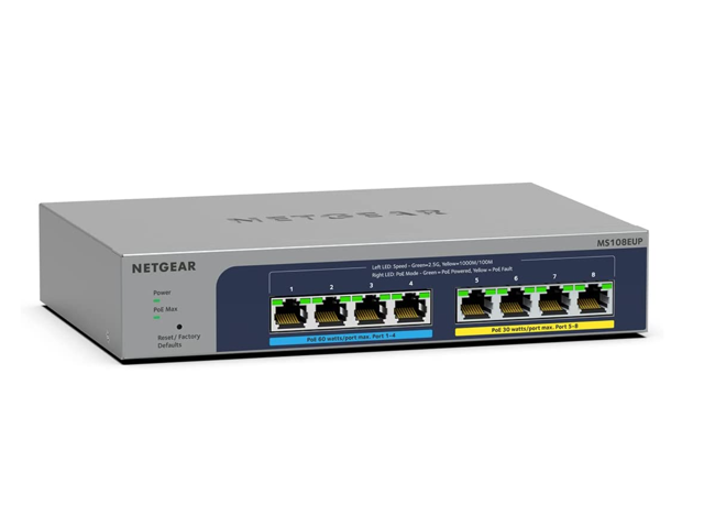 NETGEAR MS108EUP-100NAS 8-port Ultra60 PoE++ Multi-Gigabit (2.5G) Ethernet Plus Switch