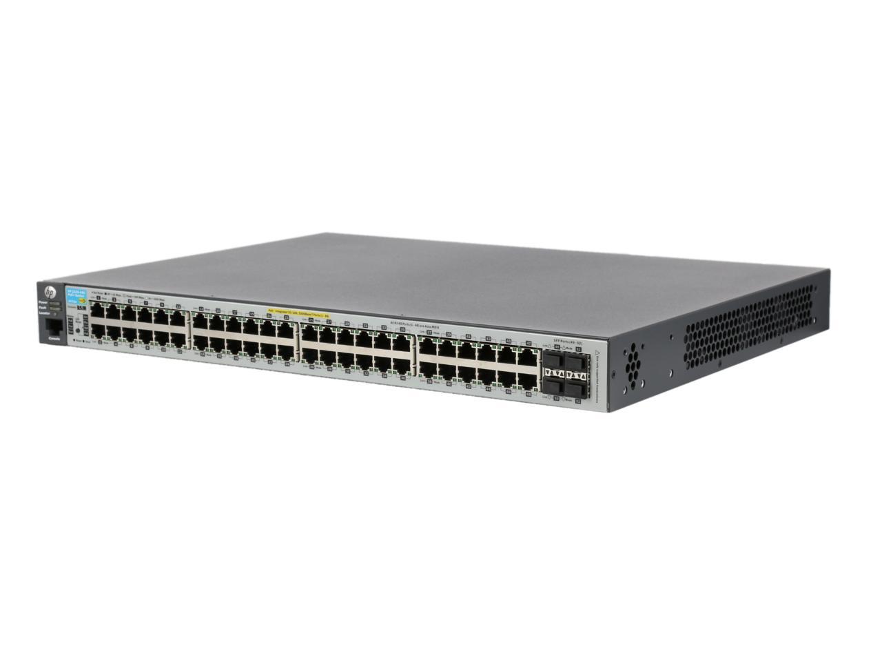 HPE Aruba 2530-48G-PoE+ - Switch - Managed - 48 x 10/100/1000 (PoE+) + 4 x Gigabit SFP - Desktop, Rack-mountable, Wall-mountable - PoE+ (J9772A#ABA)