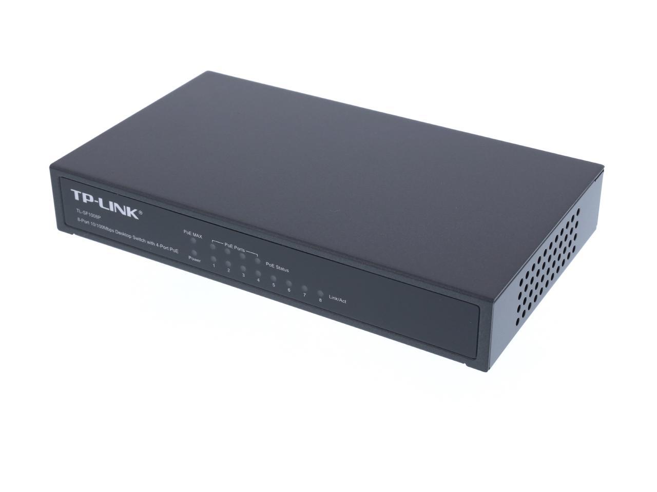 TP-Link 8 Port Fast Ethernet 10/100Mbps PoE Switch | 4 PoE Ports @57W | Desktop | Plug & Play | Sturdy Metal w/ Shielded Ports | Fanless | Limited Lifetime Protection | Unmanaged (TL-SF1008P)