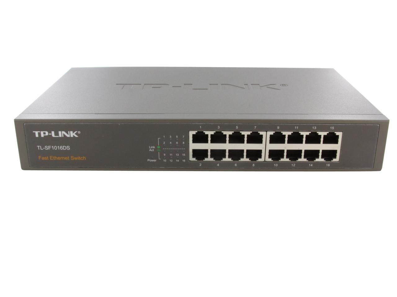 TP-Link 16 Port 10/100Mbps Fast Ethernet Switch | Plug & Play | Desktop/Rackmount | Sturdy Metal w/ Shielded Ports | Fanless | Limited Lifetime Protection | Unmanaged (TL-SF1016DS)