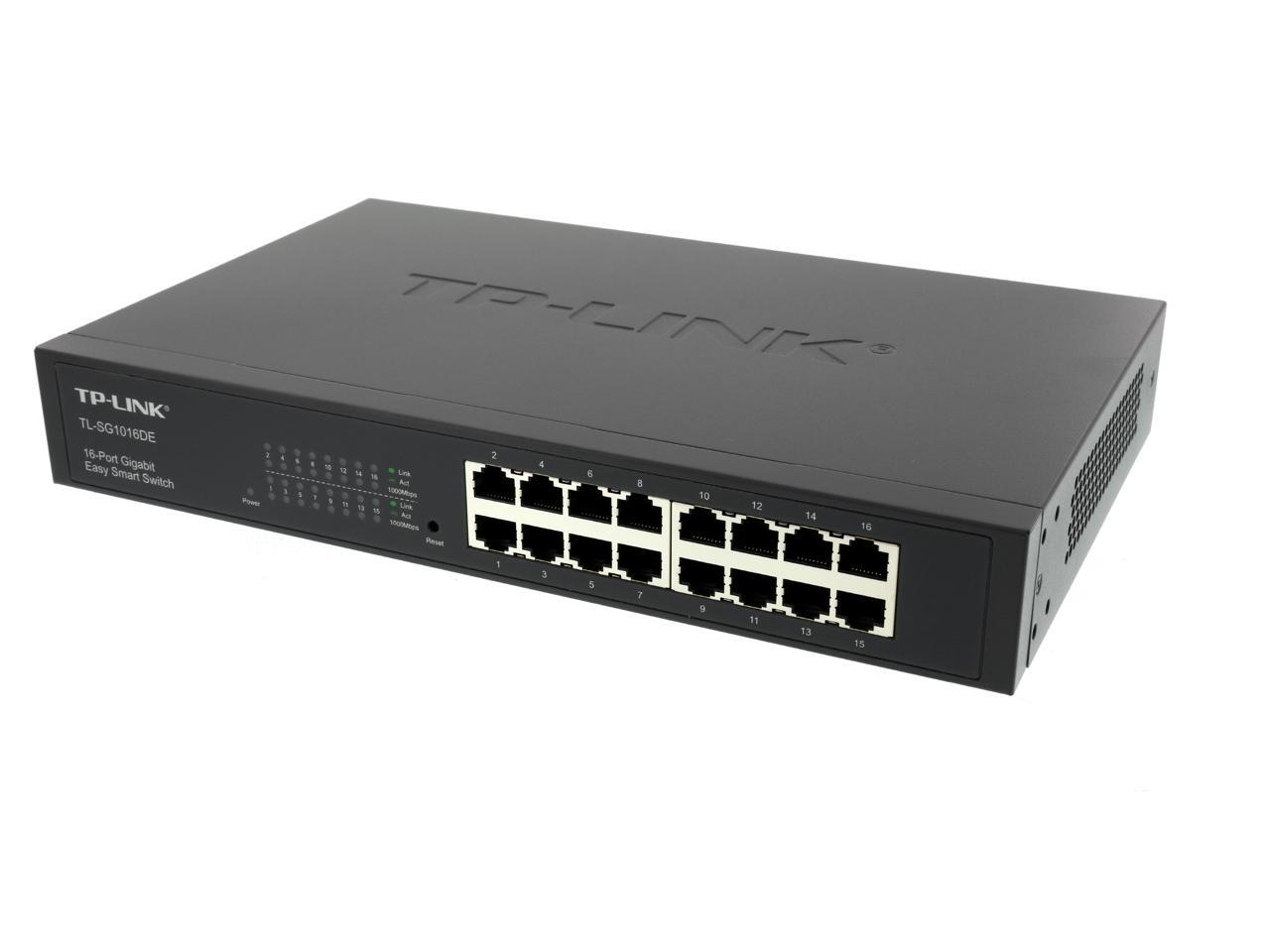 TP-Link 16 Port Gigabit Switch | Easy Smart Managed | Plug & Play | Lifetime Protection | Desktop/Rackmount | Sturdy Metal w/ Shielded Ports | Support QoS, Vlan, IGMP & Link Aggregation (TL-SG1016DE)