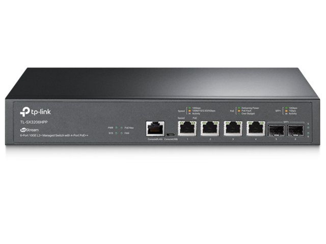 TP-Link JetStream 6-Port 10GE L2+ Managed Switch with 4-Port PoE++
