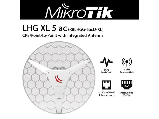 Mikrotik LHG XL 5 ac RBLHGG-5acD-XL CPE/Point-to-Point Dual Chain 5GHz with Integrated 27 dBi grid Antenna