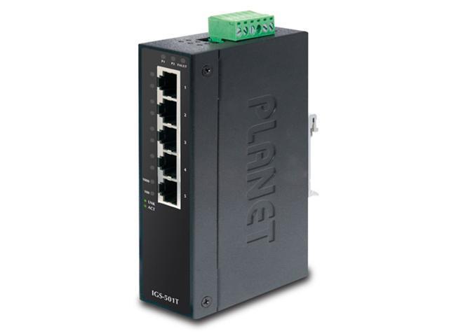Planet IGS-501T 5-Port 10/100/1000Mbps Industrial Gigabit Ethernet Switch with Wide Operating Temperature
