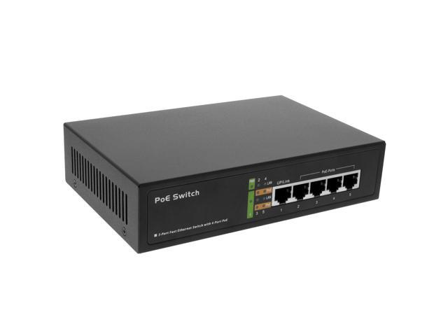 BV Tech POE-SW501 4-Port Full Power PoE Switch, 4 PoE Ports + 1 Uplink Port, 10/100Mbps, IEEE 802.3af Compliant, 65W High Power Budget