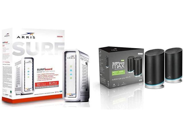 Surfboard Gigabit Docsis 3.1 Cable Modem, 10 Gbps Max Speed and ARRIS Surfboard mAX Plus Mesh AX7800 Wi-Fi 6 AX Router System