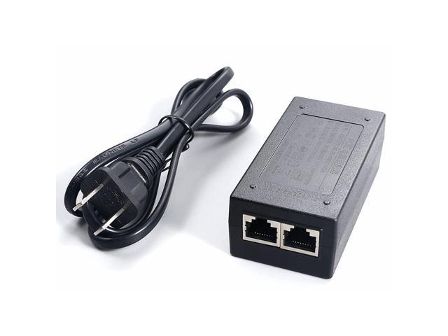48V Gigabit Injector For Poe Powered Devices, Power Over Ethernet Desk Top Adapter, Ieee 802.3Af Compliant, With 2 10/100/1000Mbps Rj-45 Port And Ac Power Cord