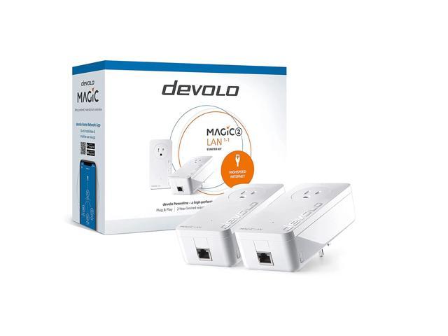 Magic 2 Lan Powerline Starter Kit | 2000 Mbps | G.Hn Wave 2 | 2 Passthrough Adapters | 2X Gb Lan Ports 1+1 | Plug & Play | 1,600 Ft. Coverage | Best For Offices