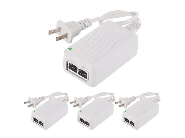 Ul Certification 4 Pack 48V 0.5A Poe Injector Power Supply Adapter For Security Ip Cameras, Voip Phones Ap And More, 10/100Mbps, Up To 100 Meters(328Ft), Desktop Plug Type