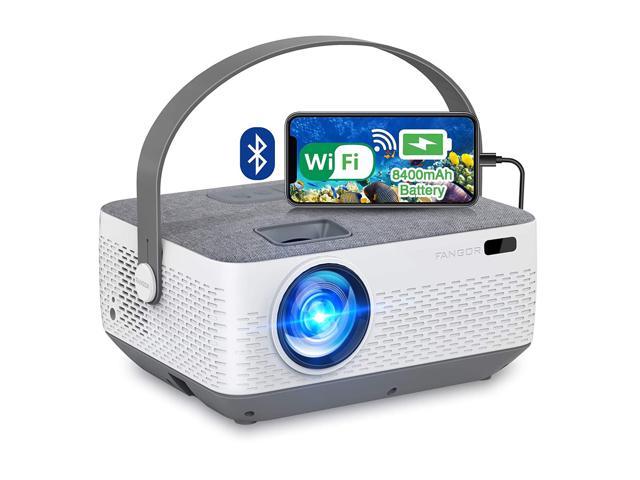 Wifi Projector Bluetooth 8400Mah Battery, Rechargeable Portable Home Projector, 1080P Supported Movie Projector With Sync Smartphone Screen Via Wifi/Usb Cable, Compatible With Iphone, Laptop