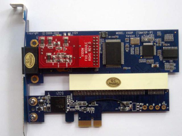 For Asterisk X100P-E FXO FXS PCI-E single port voice card TDM410P -fxo
(Combination of 2 cards of X100P + PCI to PCI-E)
