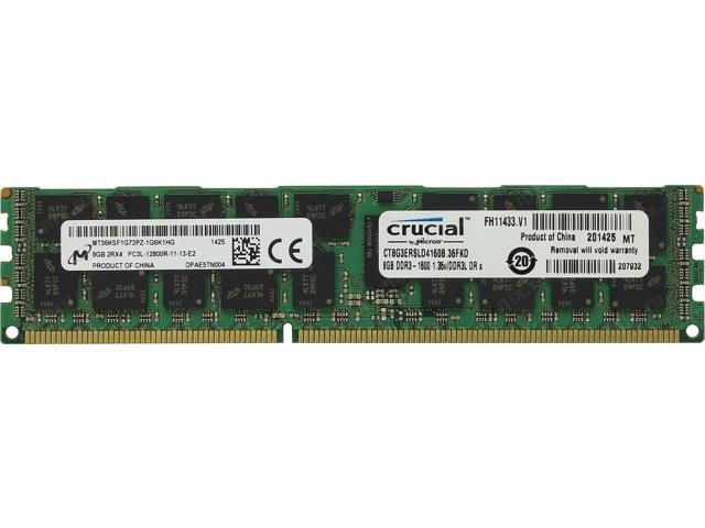 Crucial 16GB kit (8GBx2), 240-pin DIMM, DDR3 PC3-12800 Memory Module - 16 GB (2 x 8 GB) - DDR3 SDRAM - 1600 MHz DDR3-1600/PC3-12800 - 1.35 V - ECC - Registered - 240-pin - DIMM - CT2K8G3ERSLD4160B