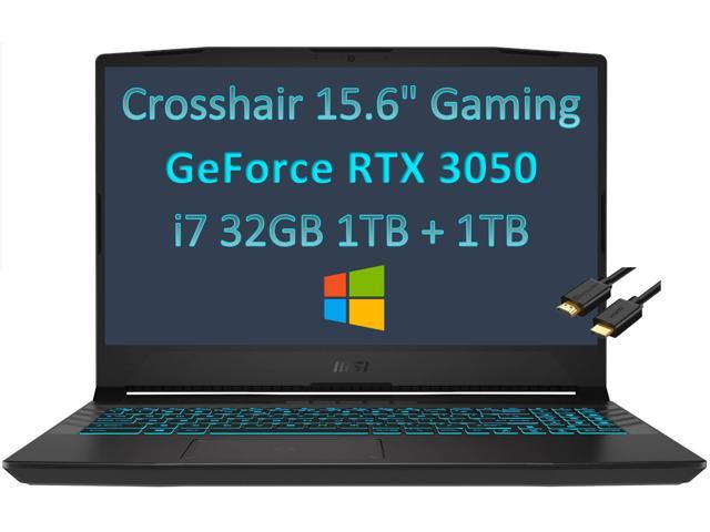 2022 MSI Crosshair 15 15.6" 144Hz (Intel 8-Core i7-11800H, 32GB RAM, 1TB PCIe SSD + 1TB HDD, RTX 3050), FHD 1080P Gaming Laptop, Webcam, RGB Backlit, Type-C, Wi-Fi 6, IST Computers Cable, Windows 10