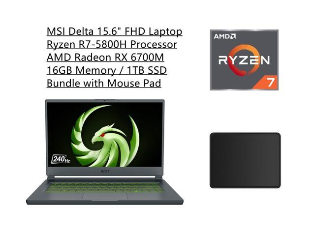 New MSI Delta 15.6" FHD Laptop | Ryzen R7-5800H Processor | AMD Radeon RX 6700M Graphics | 16GB Memory | 1TB SSD | Backlit Keyboard | Black | Bundle with Mouse Pad