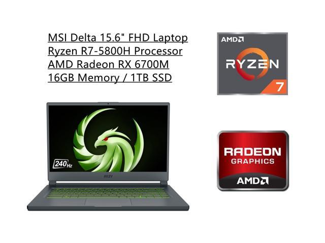New MSI Delta 15.6" FHD Laptop | Ryzen R7-5800H Processor | AMD Radeon RX 6700M Graphics | 16GB Memory | 1TB SSD | Backlit Keyboard | Black