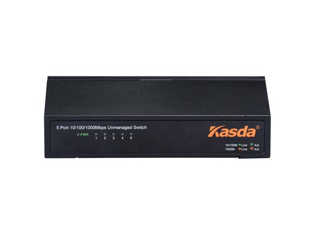 Kasda 5-Port Gigabit Ethernet Network Switch | Plug-and-Play | Sturdy Metal w/ Shielded Ports | Desktop and Wall-Mounting | Smaller than Smartphone | Unmanaged | Separate LED Panel (KS1005)