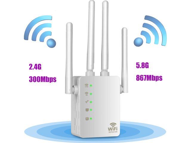 2.4G/5G Dual Band WiFi Repeater 1200Mbps Wireless AP Range Extender Wifi Signal Amplifier with 4 Antennas for Hotel/Home/Office