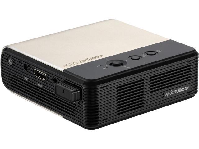 ZenBeam E2 mini LED projector, automatic portrait projection mode, 300 LED lumens, WVGA (854 x 480), wireless mirroring, built-in battery for up to 4-hour portable video playback, power bank, USB