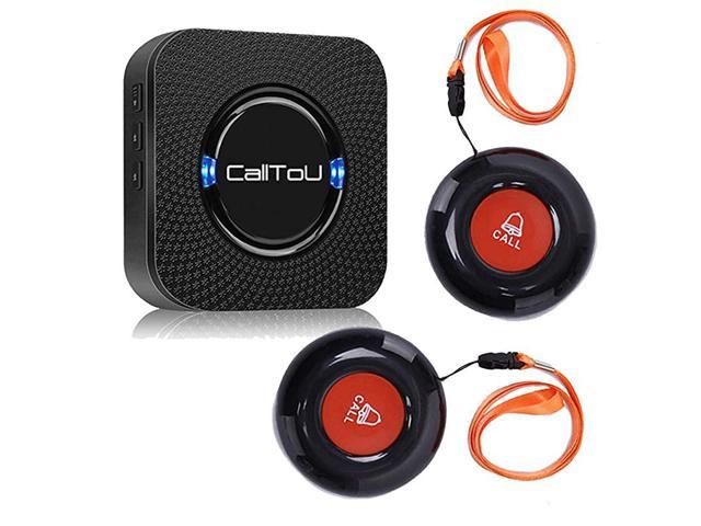 Wireless Caregiver Pager Call Button Nurse Alert System Call Bell for HomeElderlyPatientsDisabled 2 Waterproof Transmitters 1 Plugin ReceiversBlack