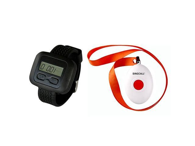Wireless Calling System Long Distance Nursing Calling 1 Necklace Pager and 1 Watch Receiver Home Caring Old People Patients Children