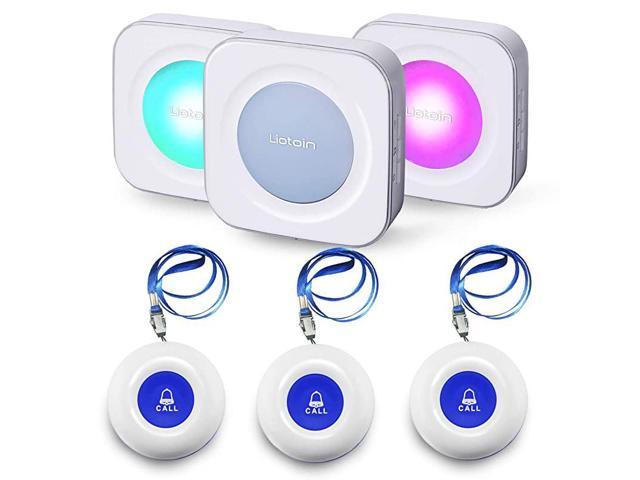Wireless Caregiver Pager Call Button Nurse Alert System Call Bell for HomeElderlyPatientsDisabledSchool 3 Transmitters 3 Plugin Receivers 600+ft Operating Range