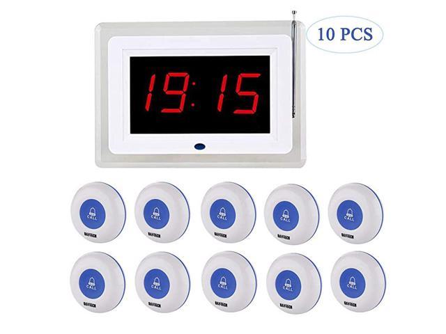 Calling System for Caregiver Pager Restaurant Waiter Server Pager System for Customers Elderly Patient Smart Nurse Paging System for Clinic Hospital Church 1 Display Receiver+10 Call Buttons