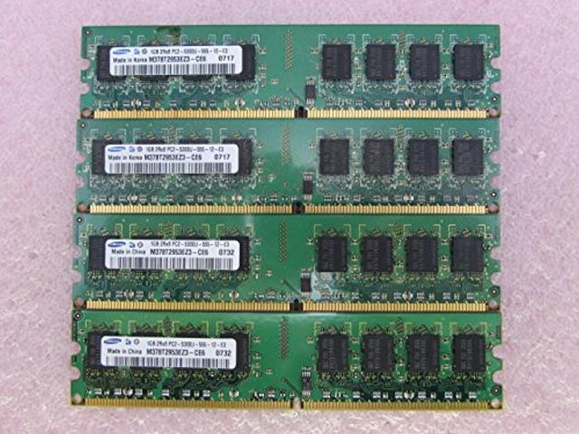 samsung m378t2953ez3-ce6 4gb 4 x 1gb pc2-5300u ddr2 667 nonecc unbuff memory kit