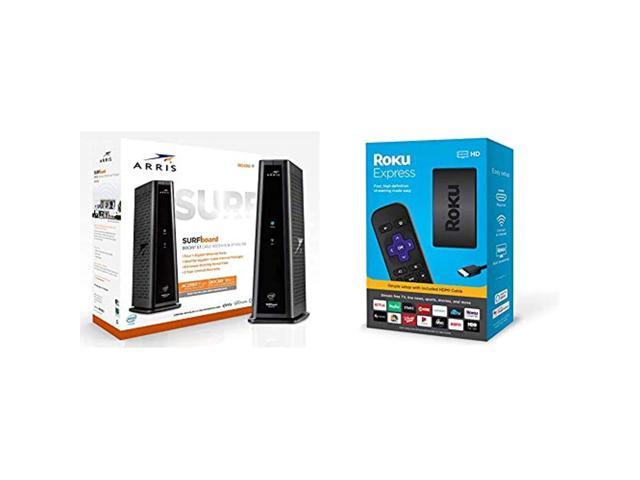 ARRIS Surfboard SBG8300 DOCSIS 3.1 Gigabit Cable Modem  and  AC2350 Dual Band Wi-Fi Router, Approved for Cox, Spectrum, Xfinity  and  Others (Black)  and  Roku Express HD Streaming Media Player 2019