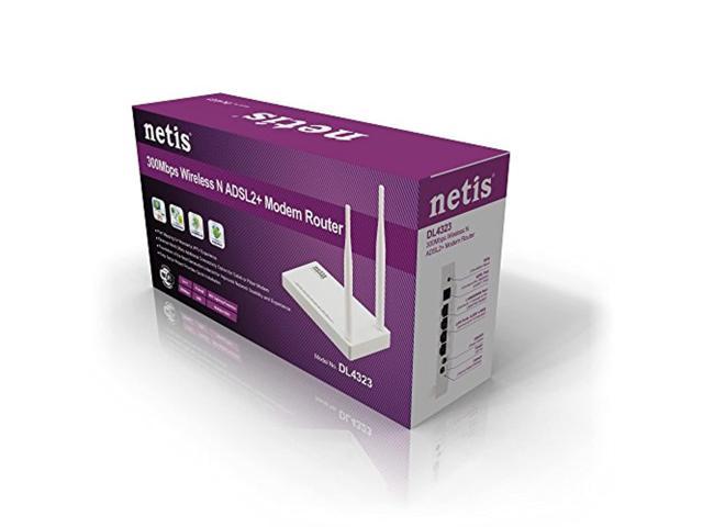 Netis DL4323 300Mbps High-Speed Wireless N ADSL2 and Modem Router Combo | 4-Port NAT Router and Wireless N Access Point with High Gain Antenna (DL4322)